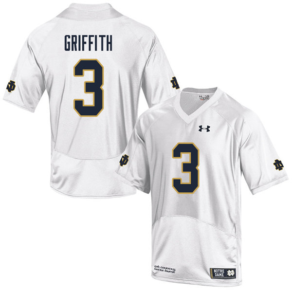 Men #3 Houston Griffith Notre Dame Fighting Irish College Football Jerseys Sale-White